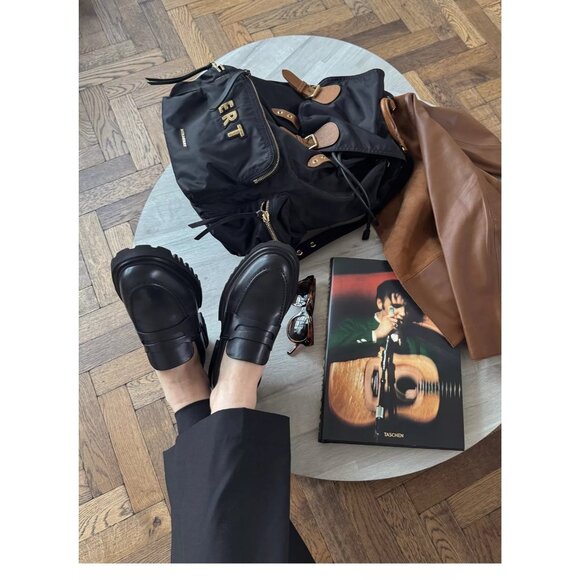 AllSaints Womens Lola Leather Loafers in Black 9 with Box Penny Oxford Shoes - Picture 14 of 16